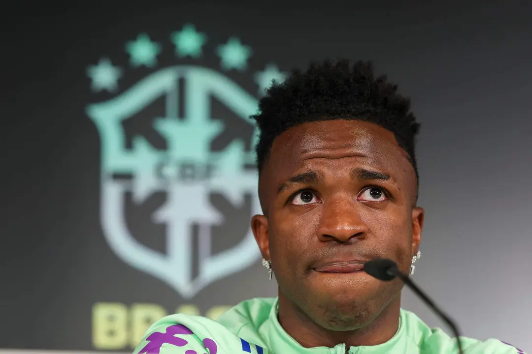 Fotograf&iacute;a de archivo en la que se registr&oacute; al delantero de la selecci&oacute;n brasile&ntilde;a de f&uacute;tbol Vinicius Jr. EFE/Kiko Huesca