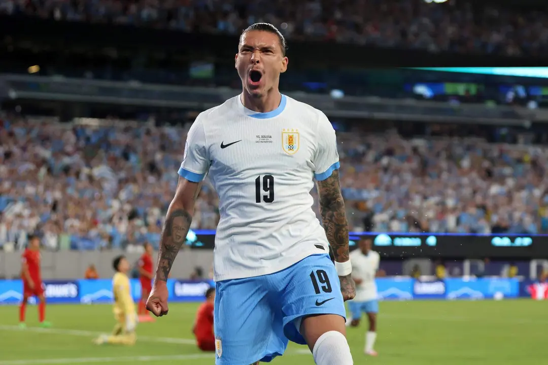 El delantero uruguayo Darwin N&uacute;&ntilde;ez en la Copa Am&eacute;rica 2024. EFE/EPA/JUSTIN LANE