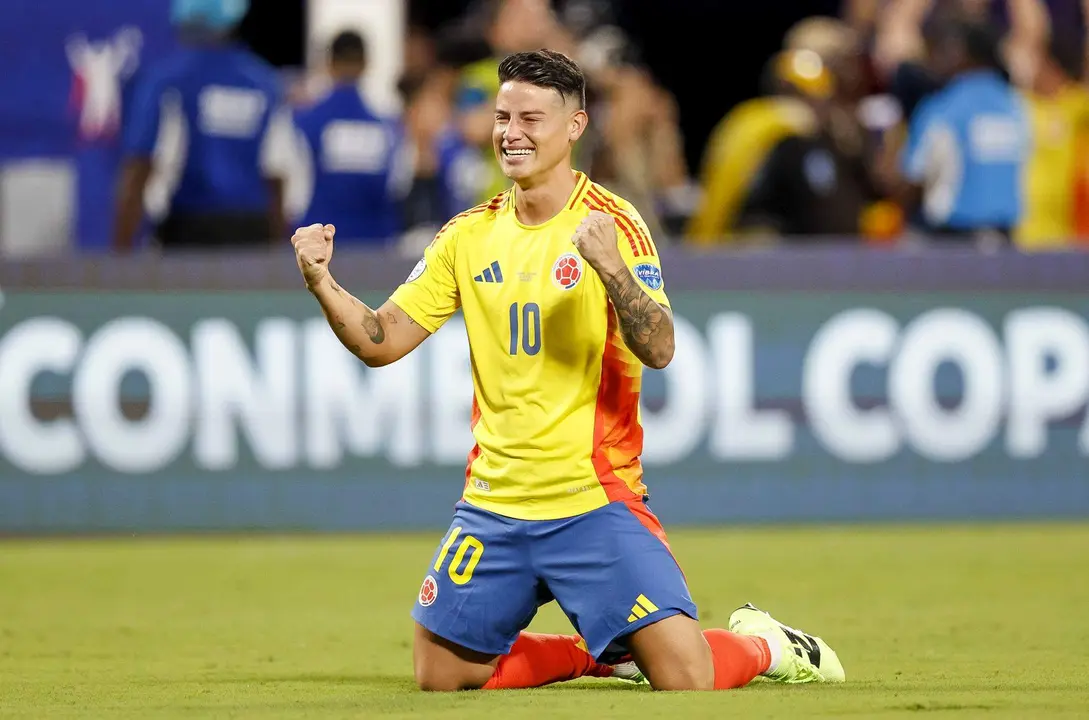 James Rodr&iacute;guez, uno  de los cinco futbolistas que jug&oacute; con la selecci&oacute;n de Colombia el Mundial 2014. EFE/EPA/ERIK S. LESSER