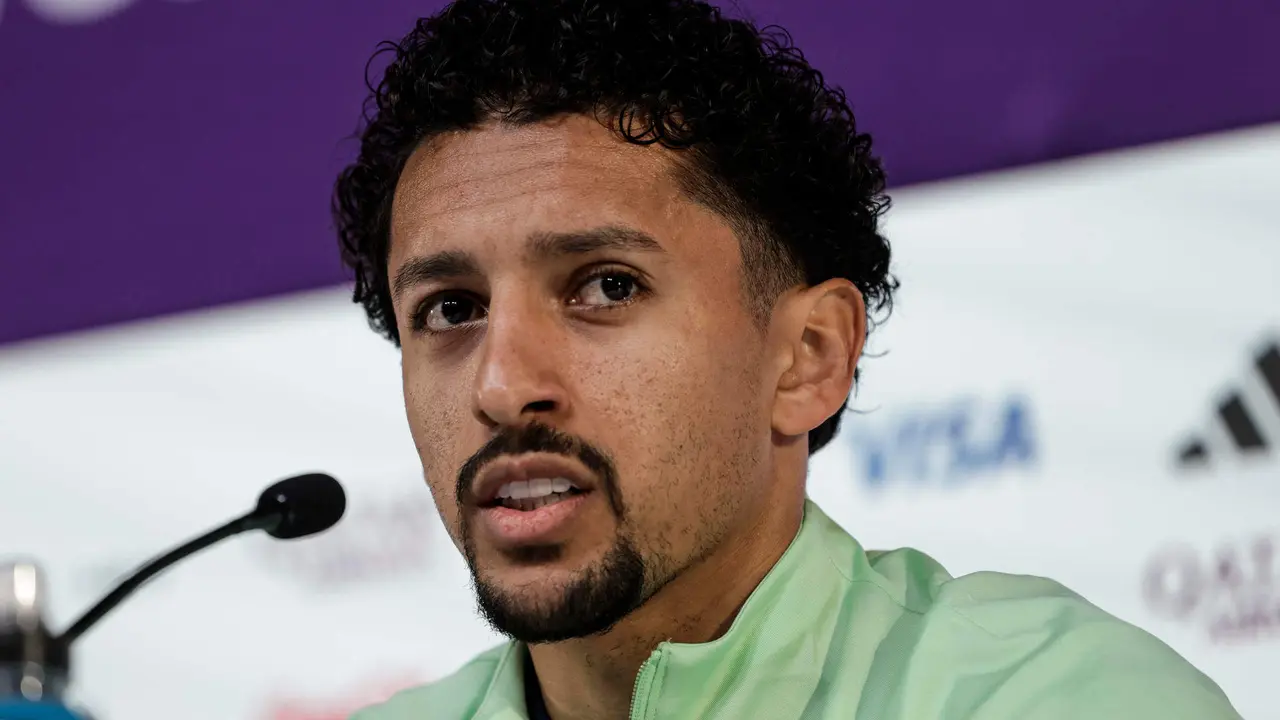 Fotograf&iacute;a de archivo en la que se registr&oacute; al defensor brasile&ntilde;o Marquinhos durante una rueda de prensa de la selecci&oacute;n de f&uacute;tbol de Brasil. EFE/Antonio Lacerda