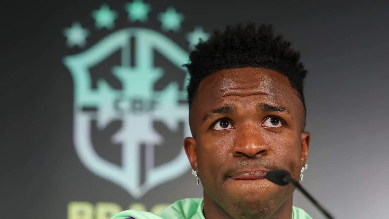 Fotograf&iacute;a de archivo en la que se registr&oacute; al delantero de la selecci&oacute;n brasile&ntilde;a de f&uacute;tbol Vinicius Jr. EFE/Kiko Huesca